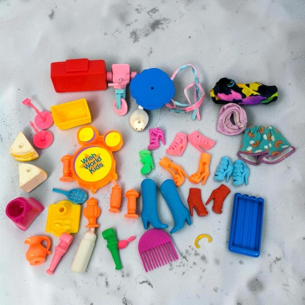 VTG Kenner Mattel Doll Accessories Lot Wish World Kids Barbie Jem Shoes 1980s